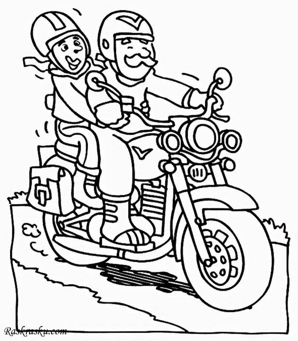 Luxury military motorcycle coloring page