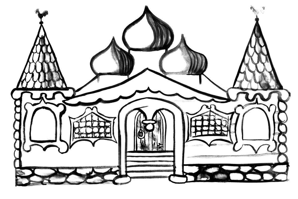 Beautiful wooden architecture coloring page