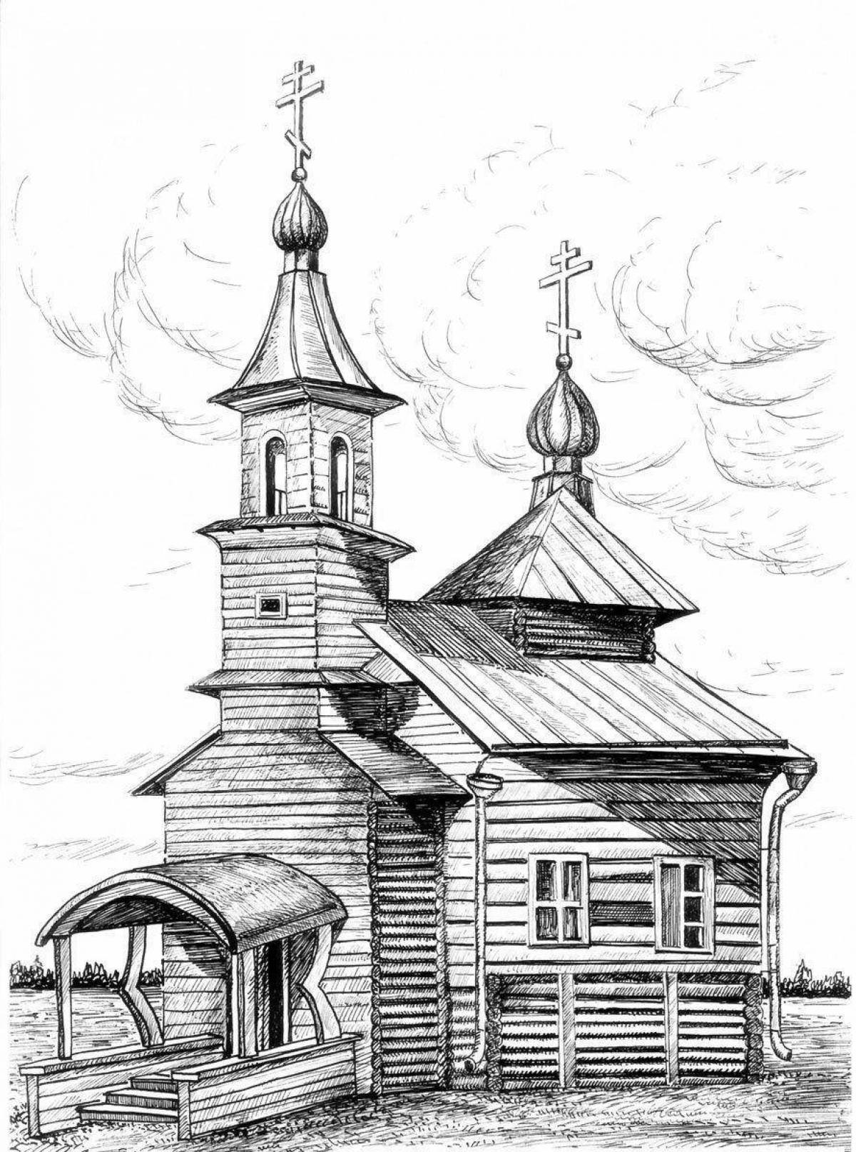 Coloring page charming wooden architecture