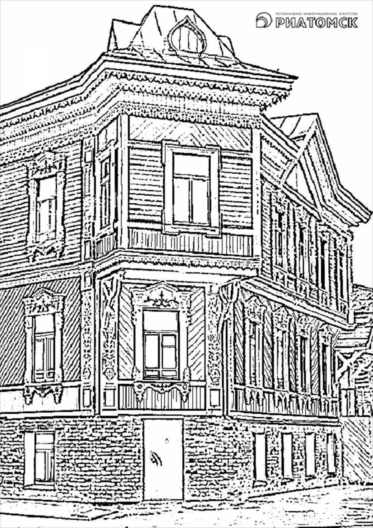 Tempting wooden architecture coloring page