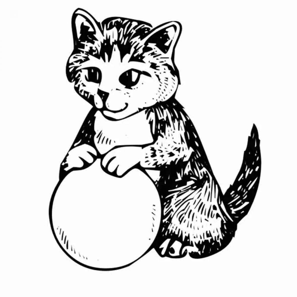 Раскраска любознательный черно-белый кот