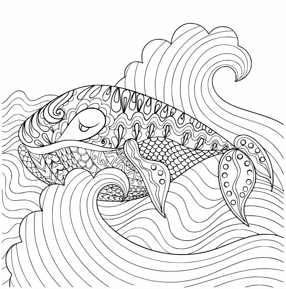 Majestic coloring anti-stress whale