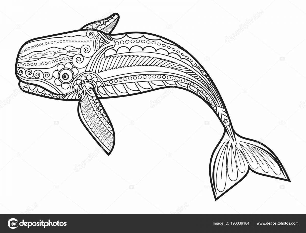 Безмятежная раскраска антистрессовый кит