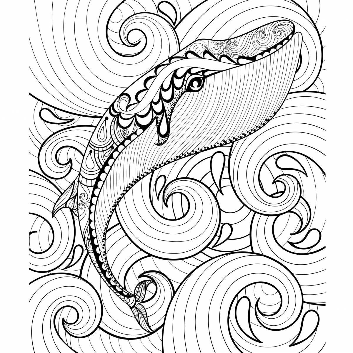 Peace coloring anti-stress whale