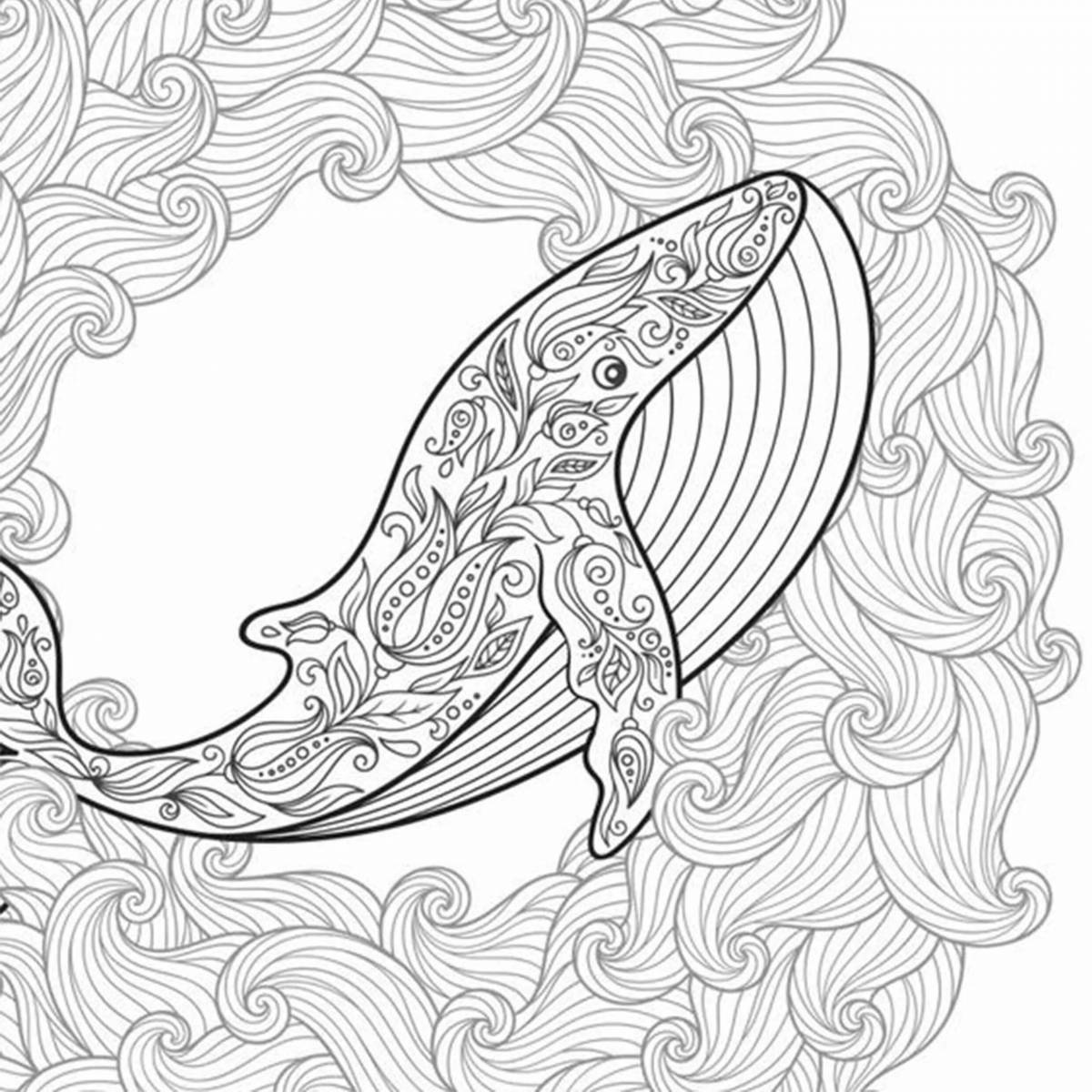 Joyful coloring anti-stress whale