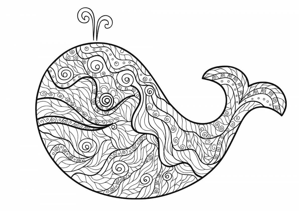 Fun coloring book antistress whale