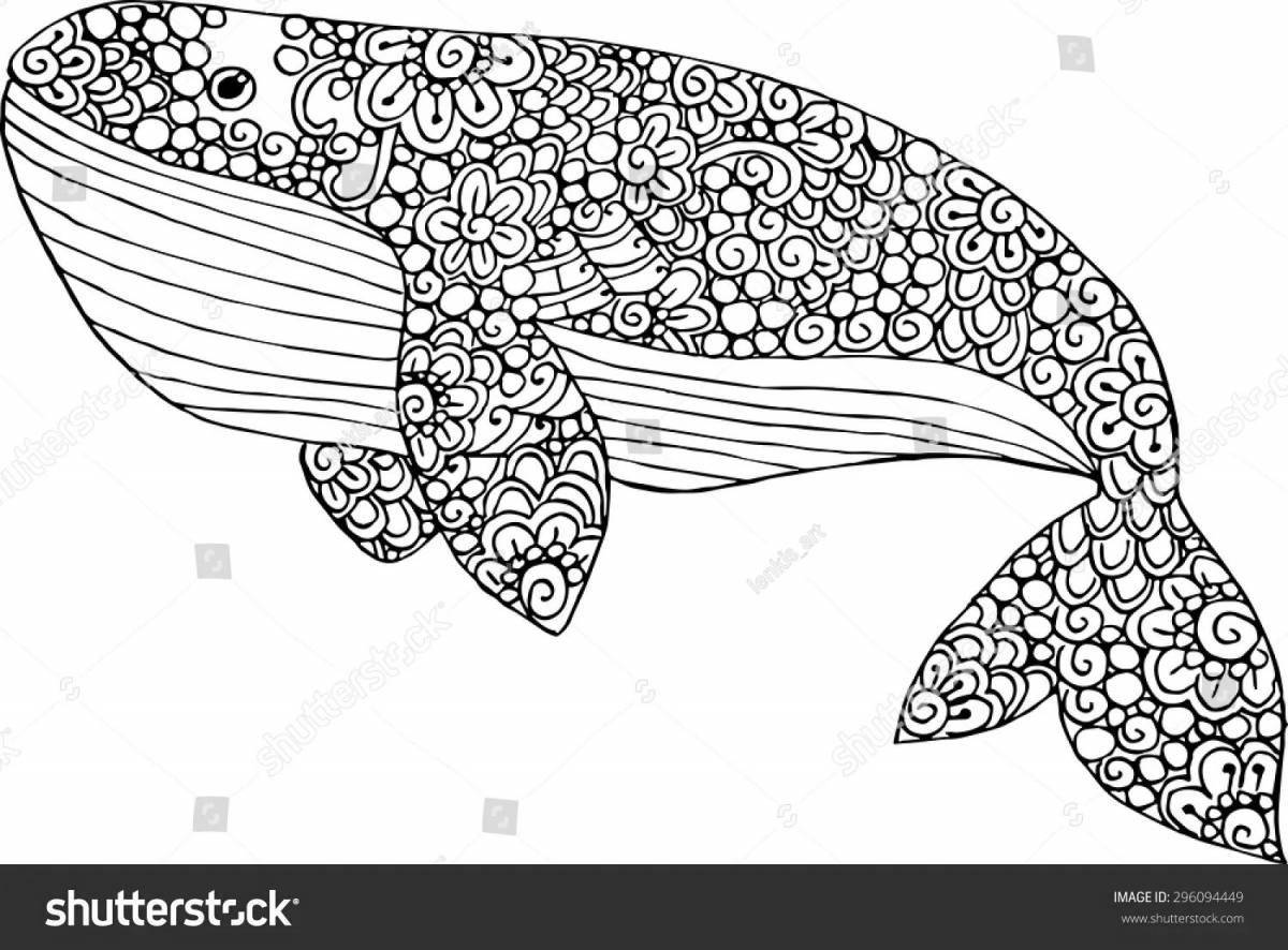 Заманчивая раскраска антистрессовый кит