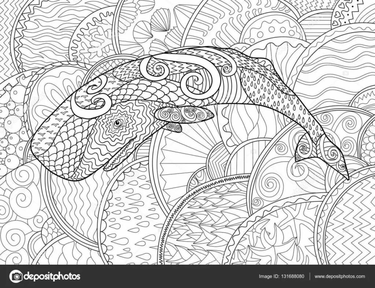 Буйная раскраска антистрессовый кит