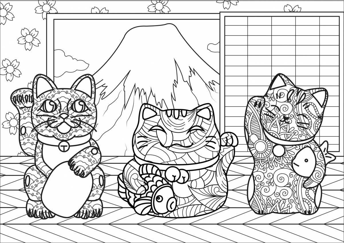 Chinese cat coloring book