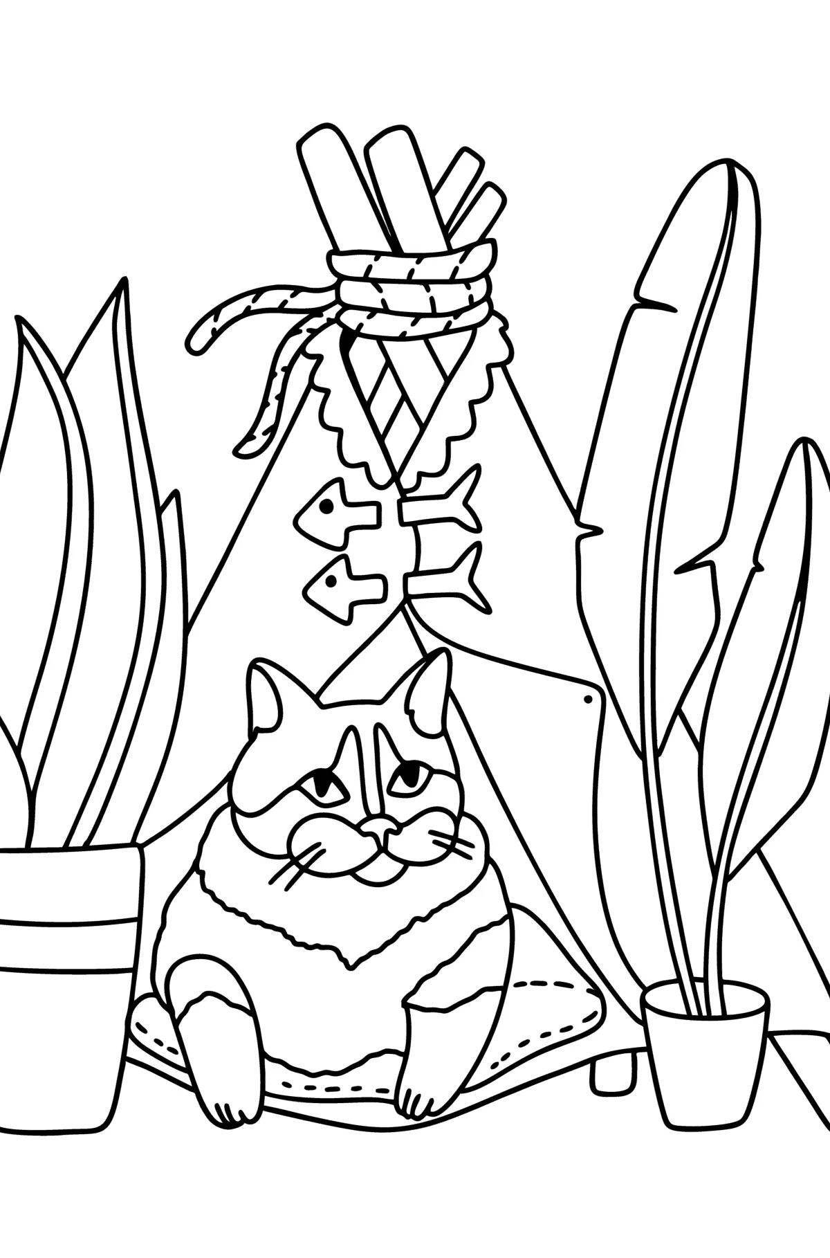 Cute chinese cat coloring book