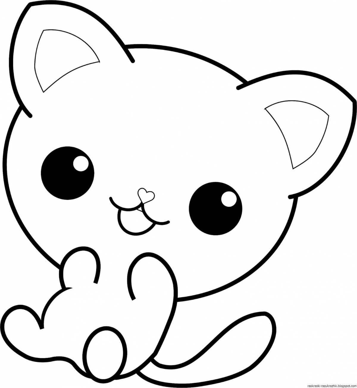 Fancy Chinese cat coloring page