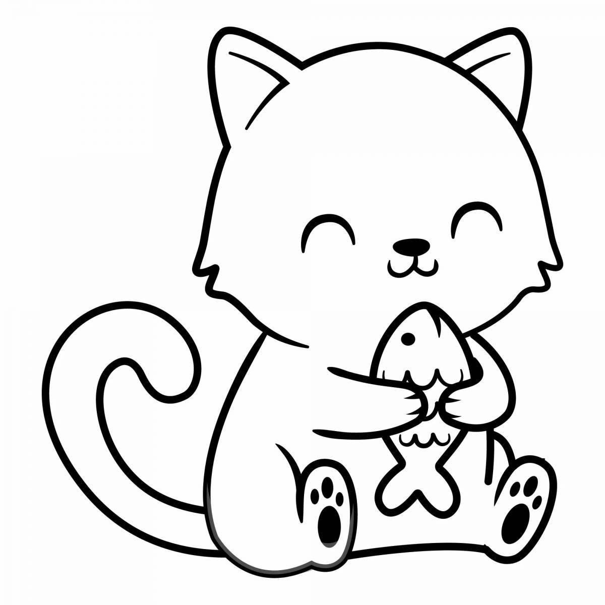 Coloring page graceful chinese cat
