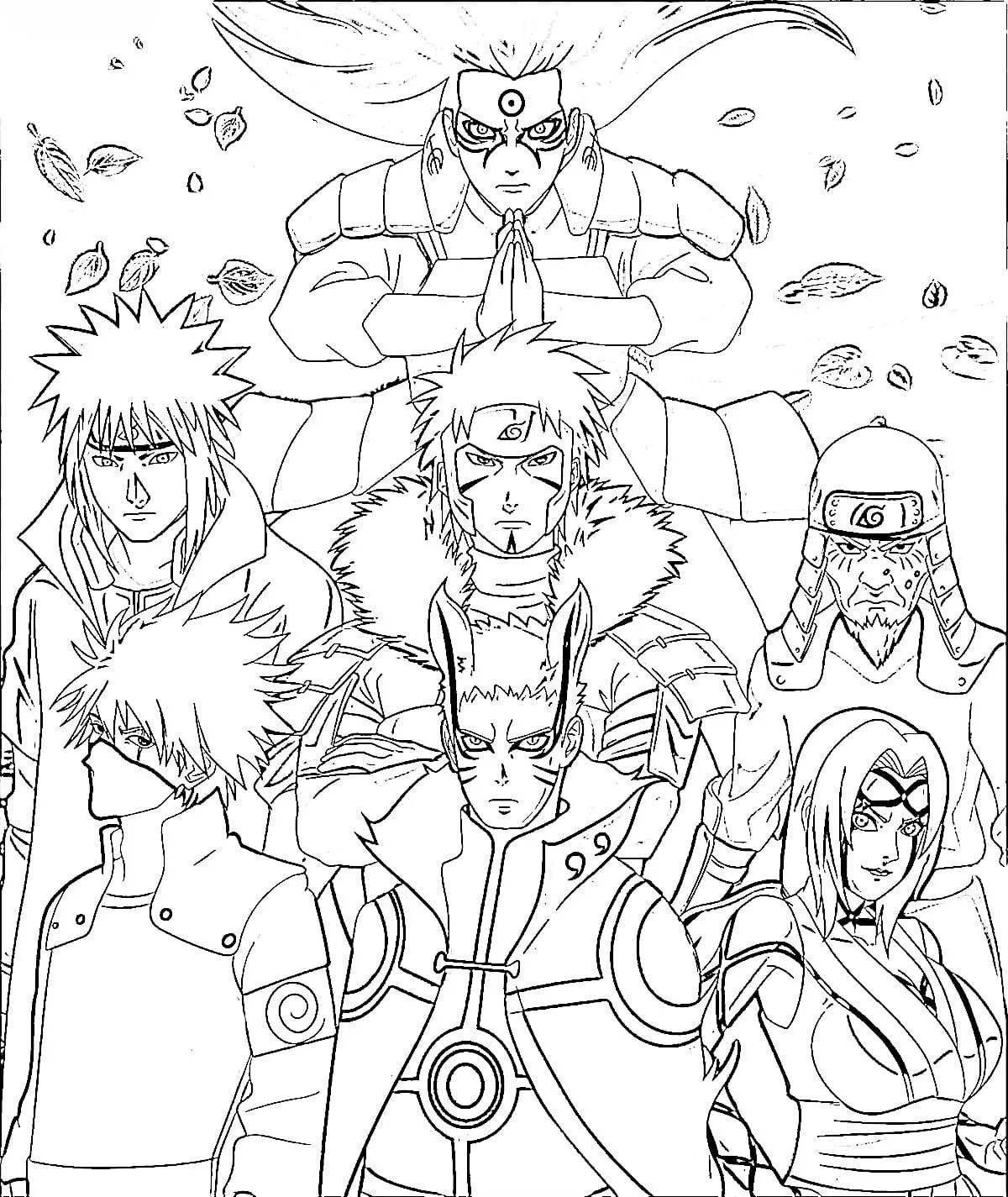 Naruto print dramatic coloring page