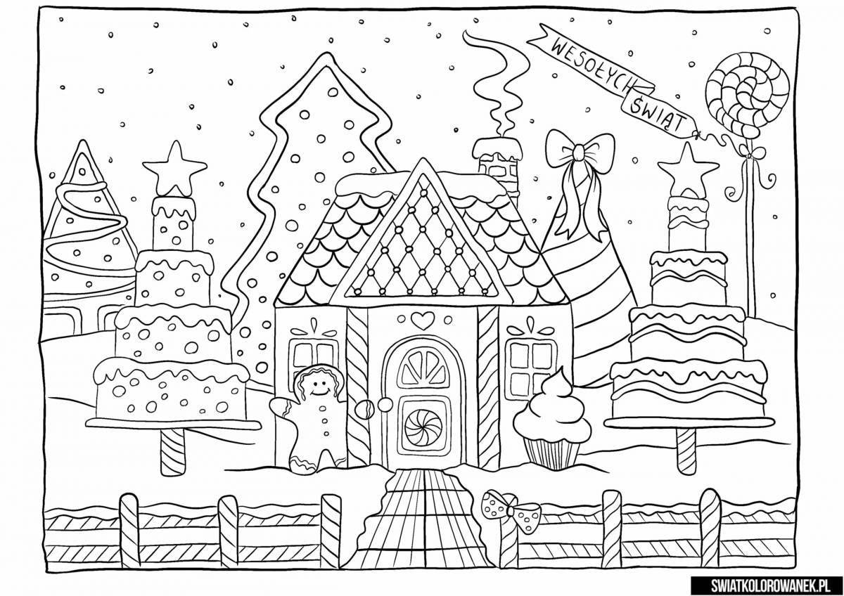 Coloring page glowing cute house