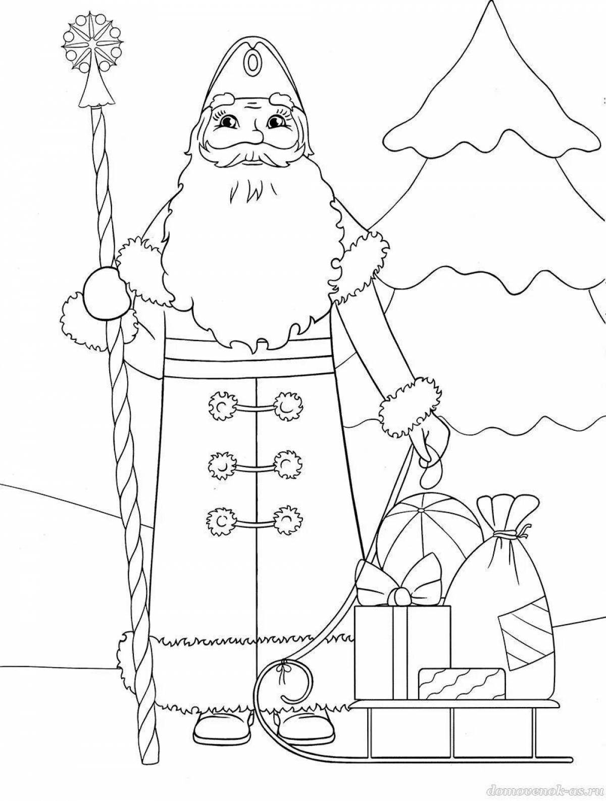 Раскраска дед Мороз для дошкольников