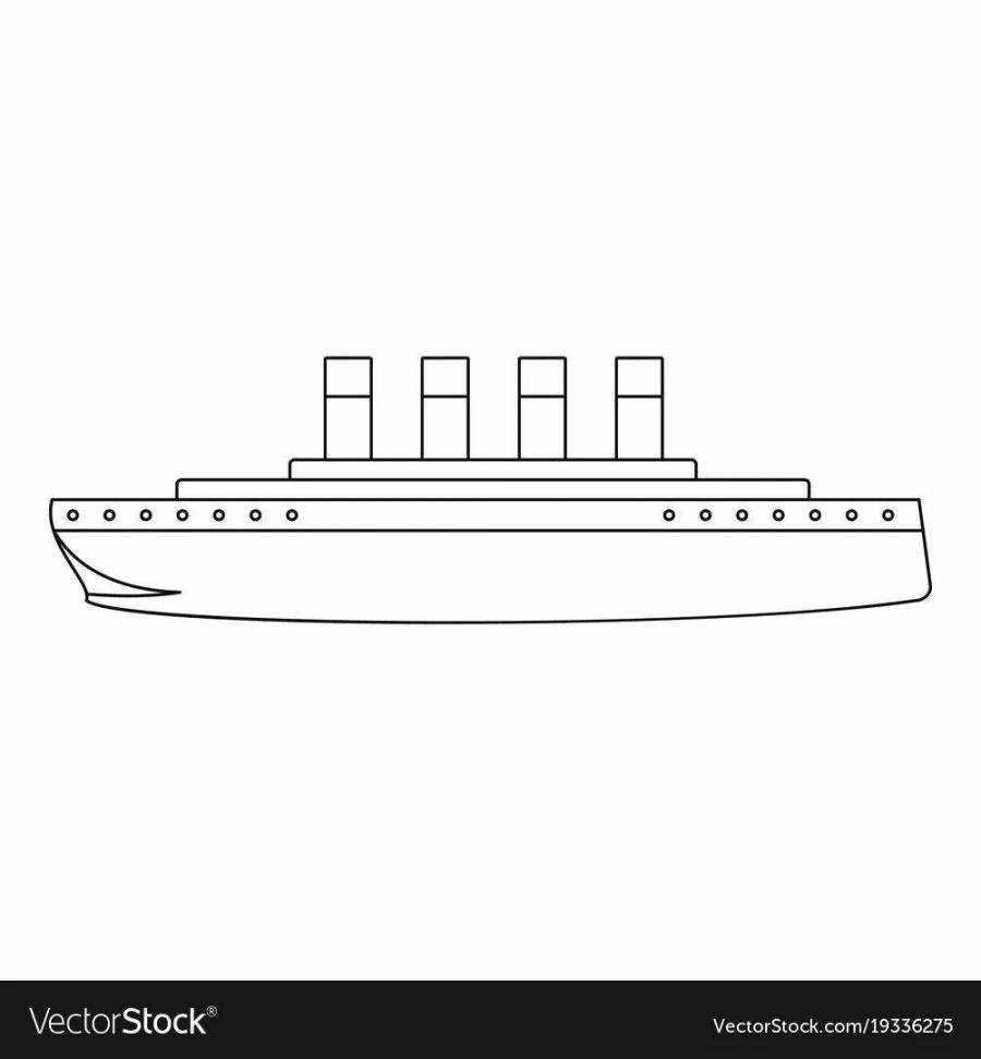 Титаник для рисования детям