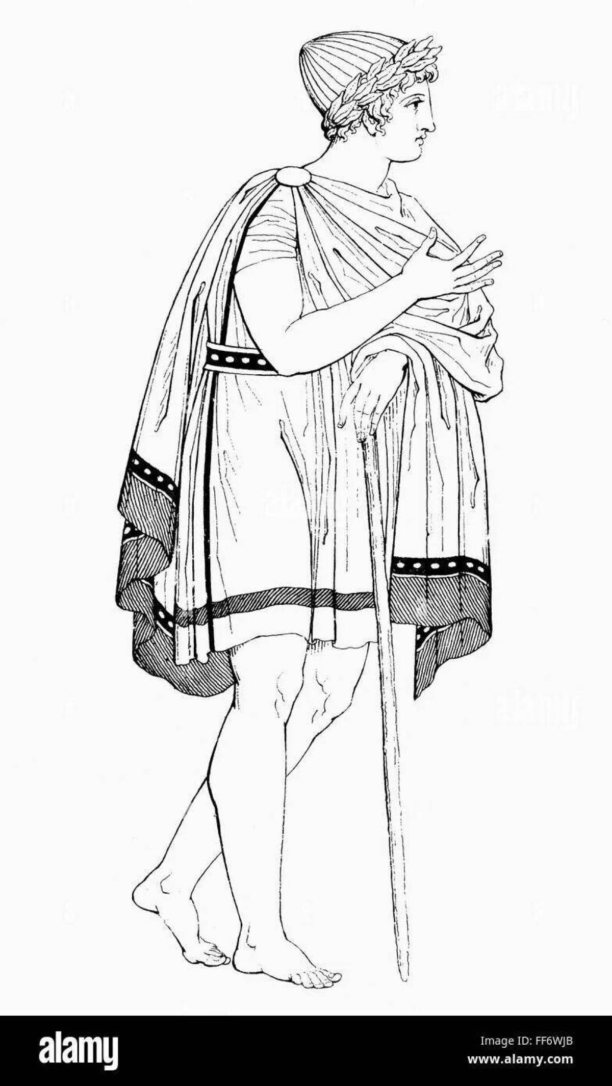 Festive Greek costume coloring page