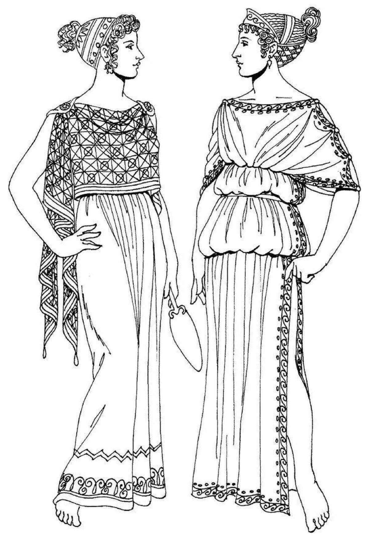 Coloring page charming greek costume