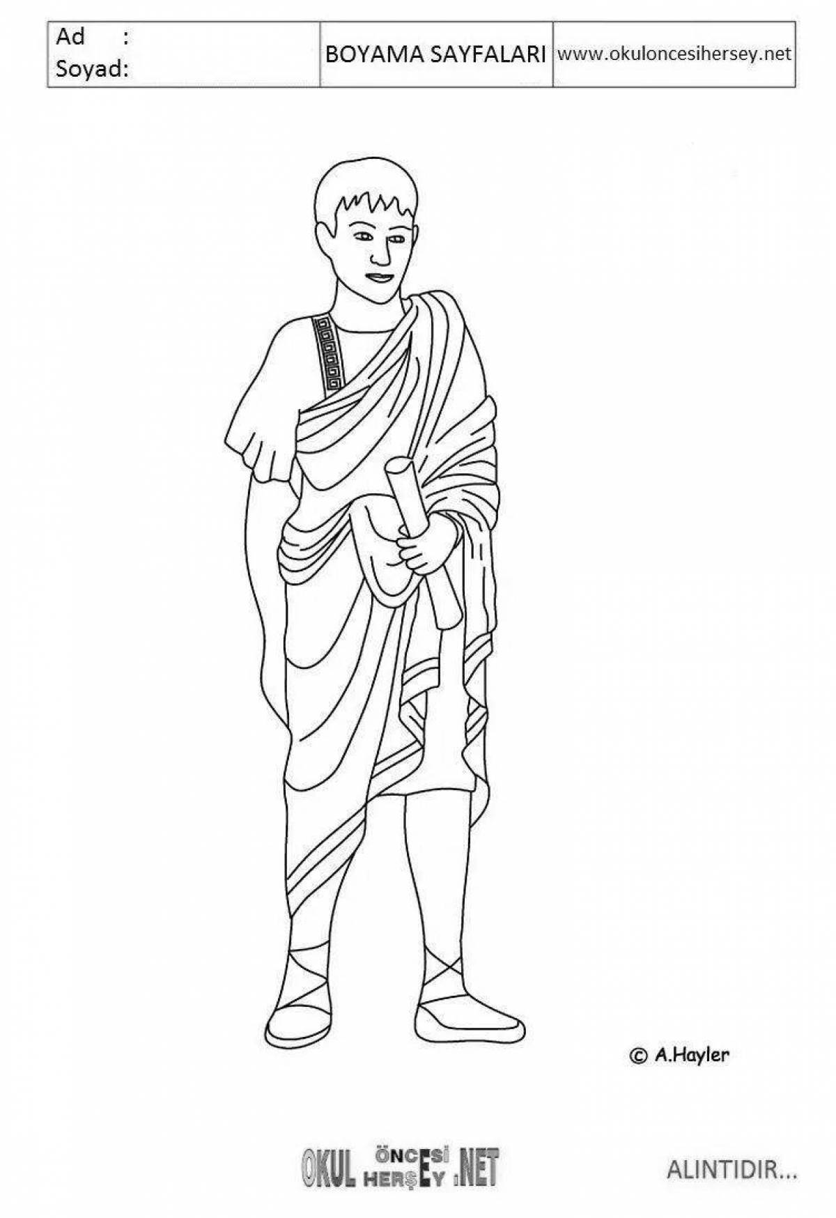 Adorable Greek costume coloring page