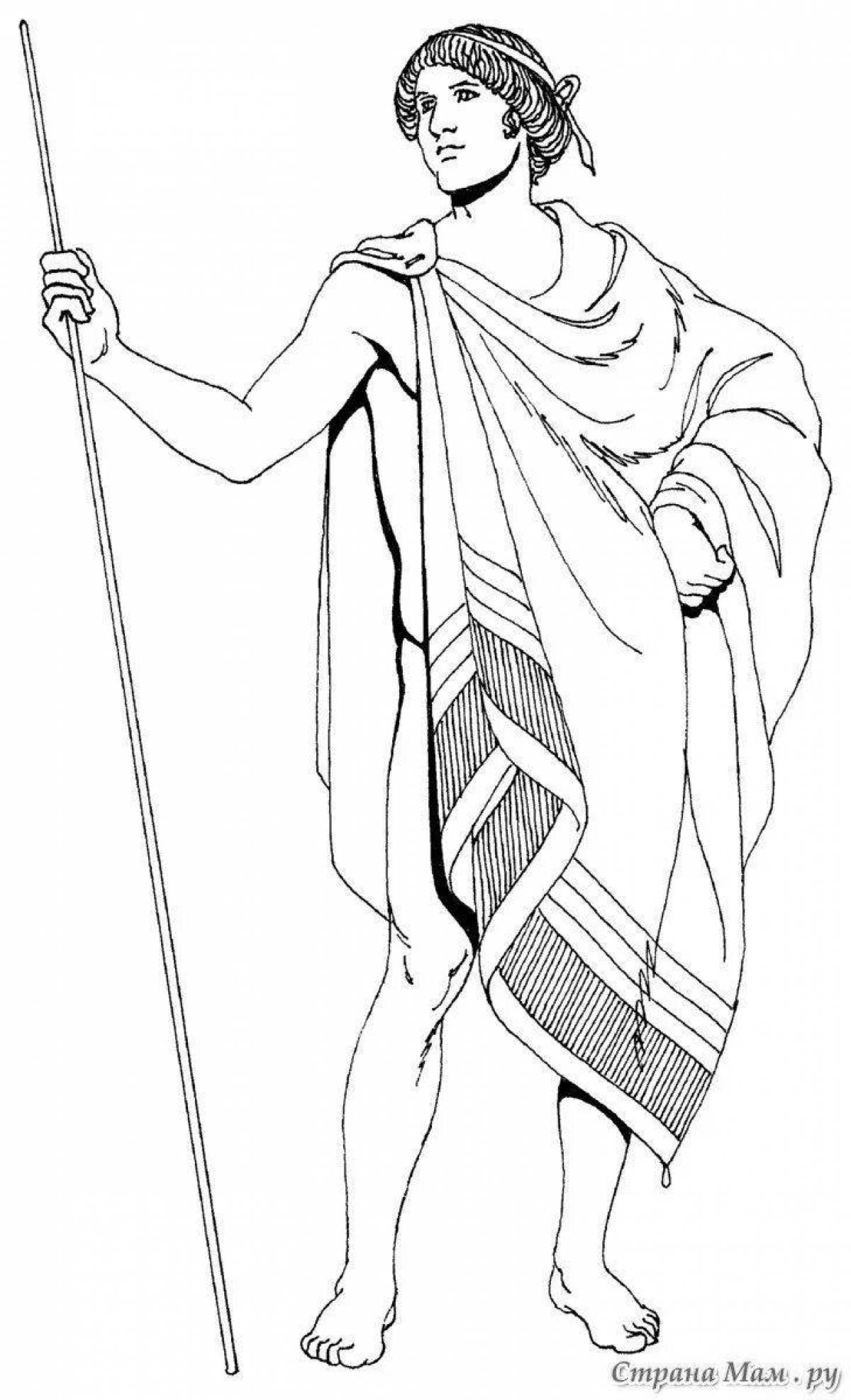 Coloring page amazing greek costume