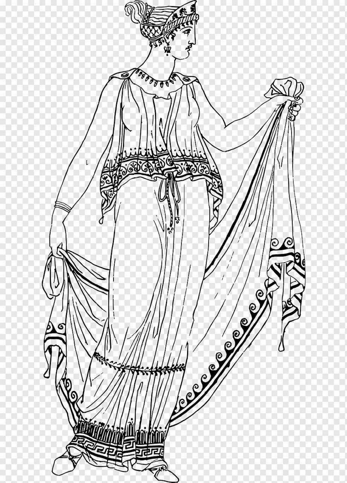 Раскраска сказочный греческий костюм