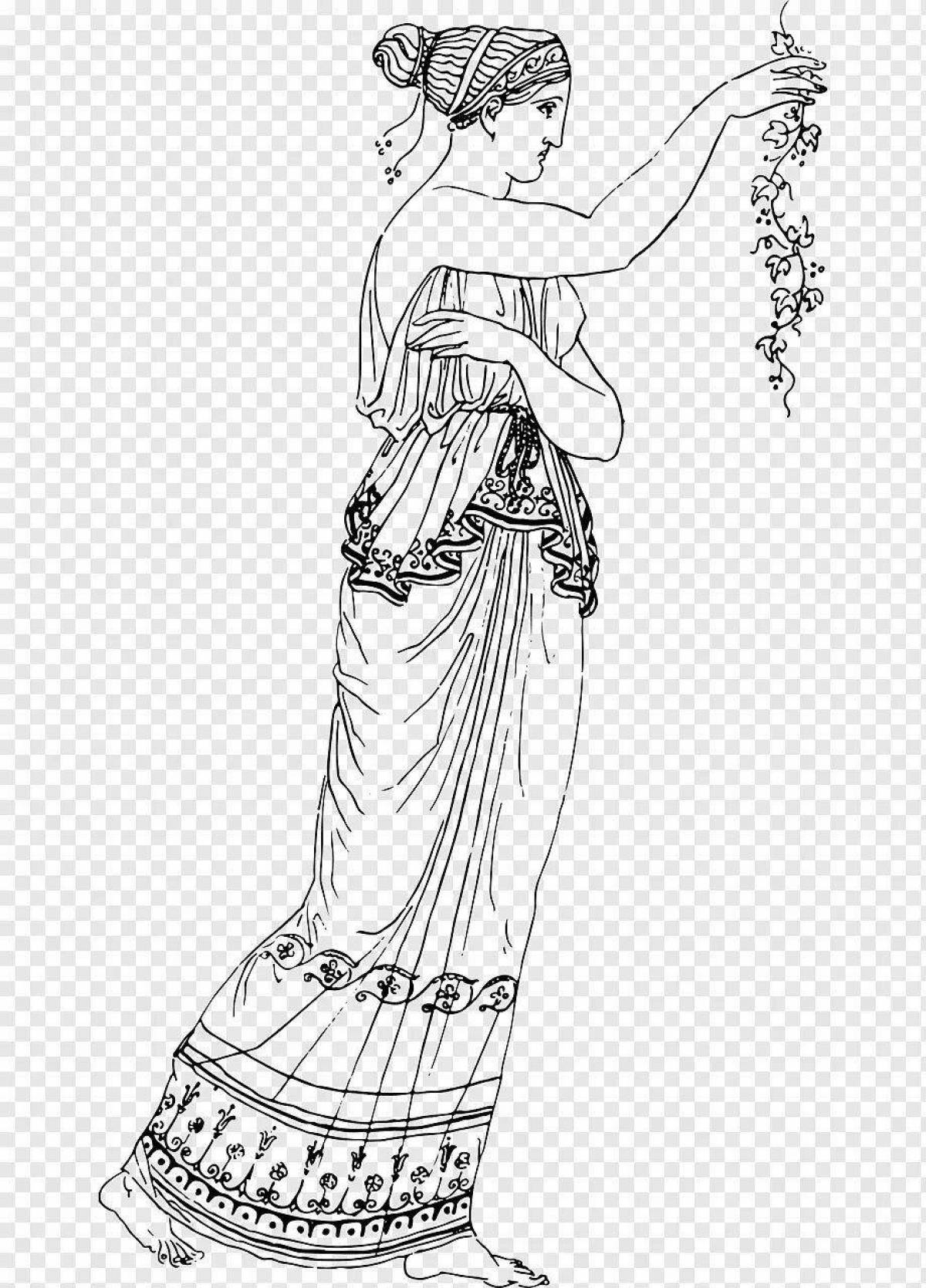 Coloring page dazzling Greek costume