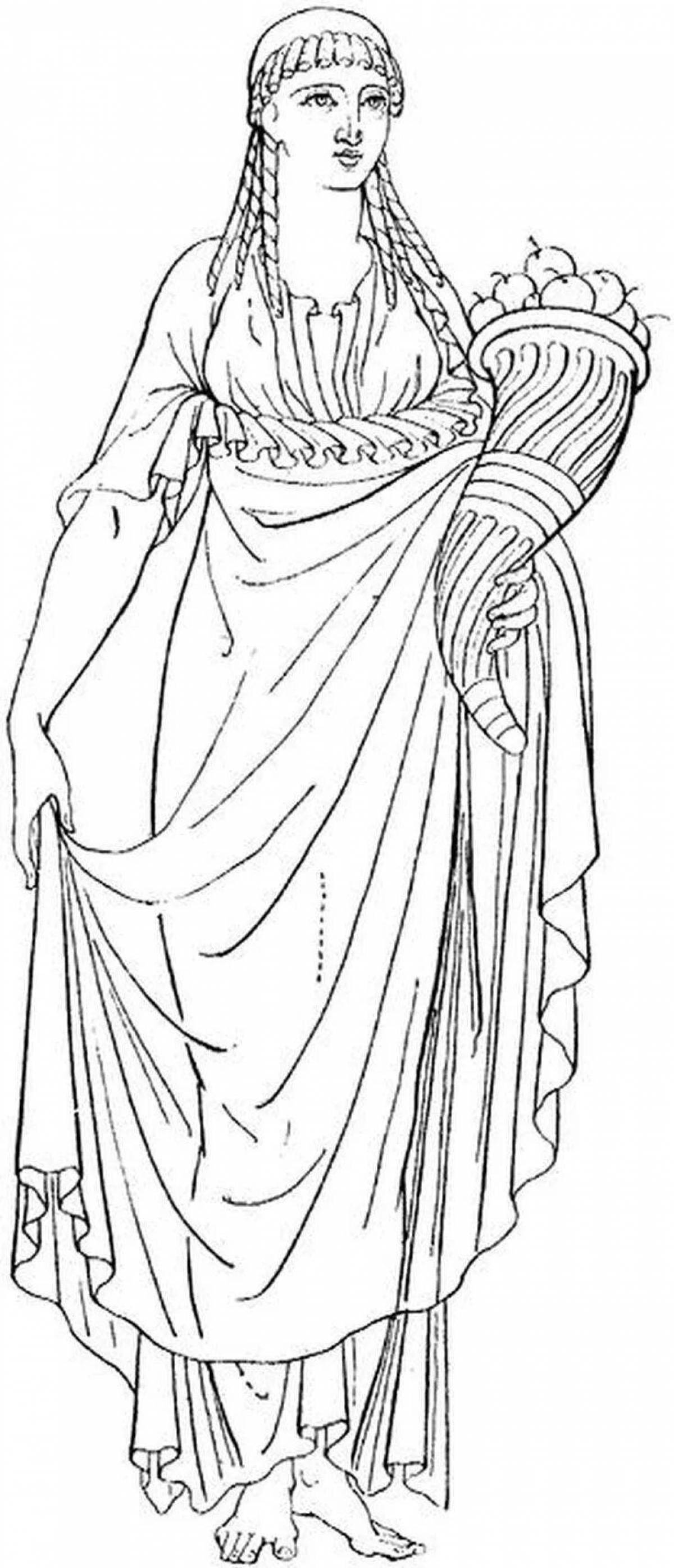 Glittering Greek costume coloring page