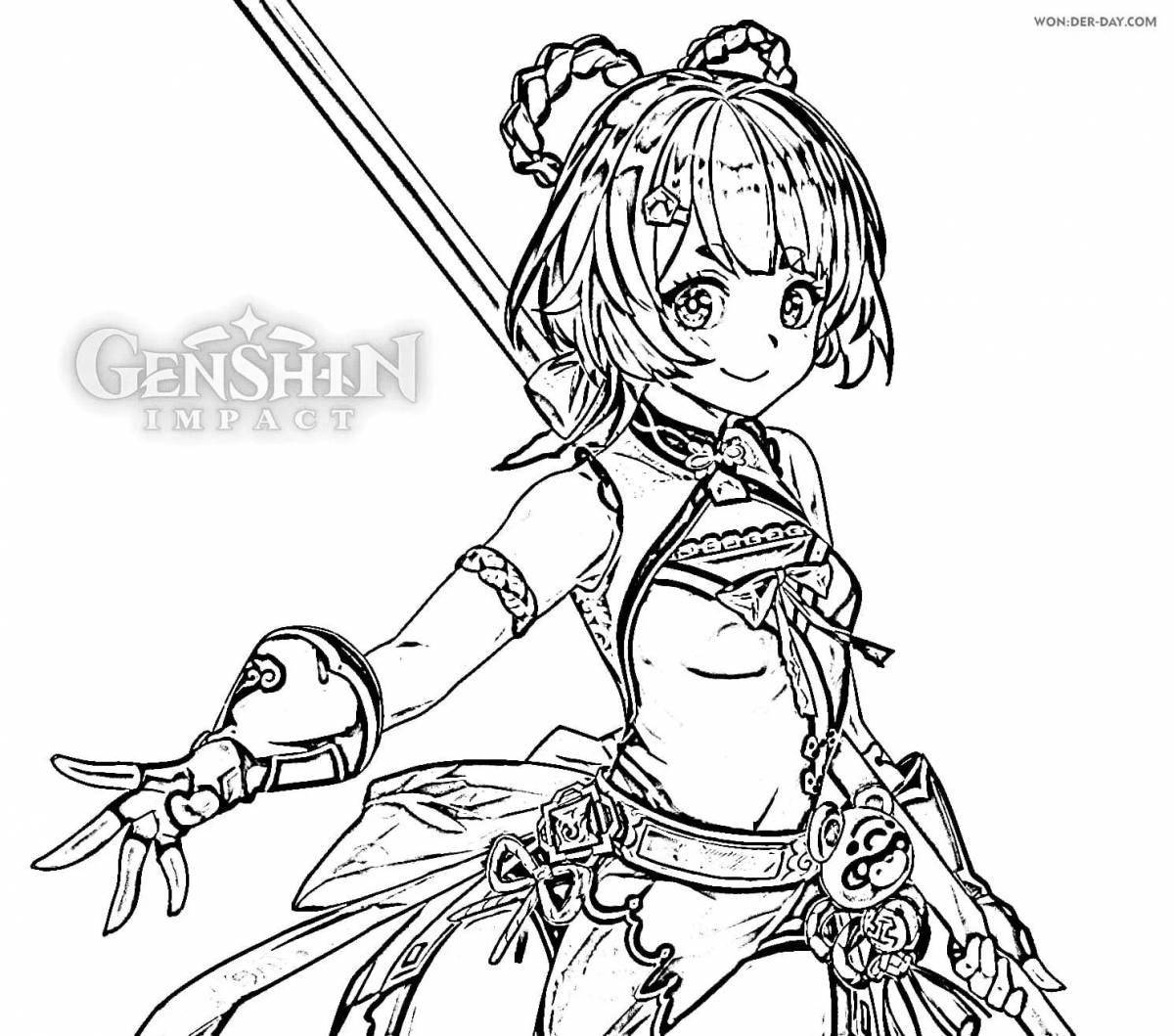 Genie genshin glitter coloring