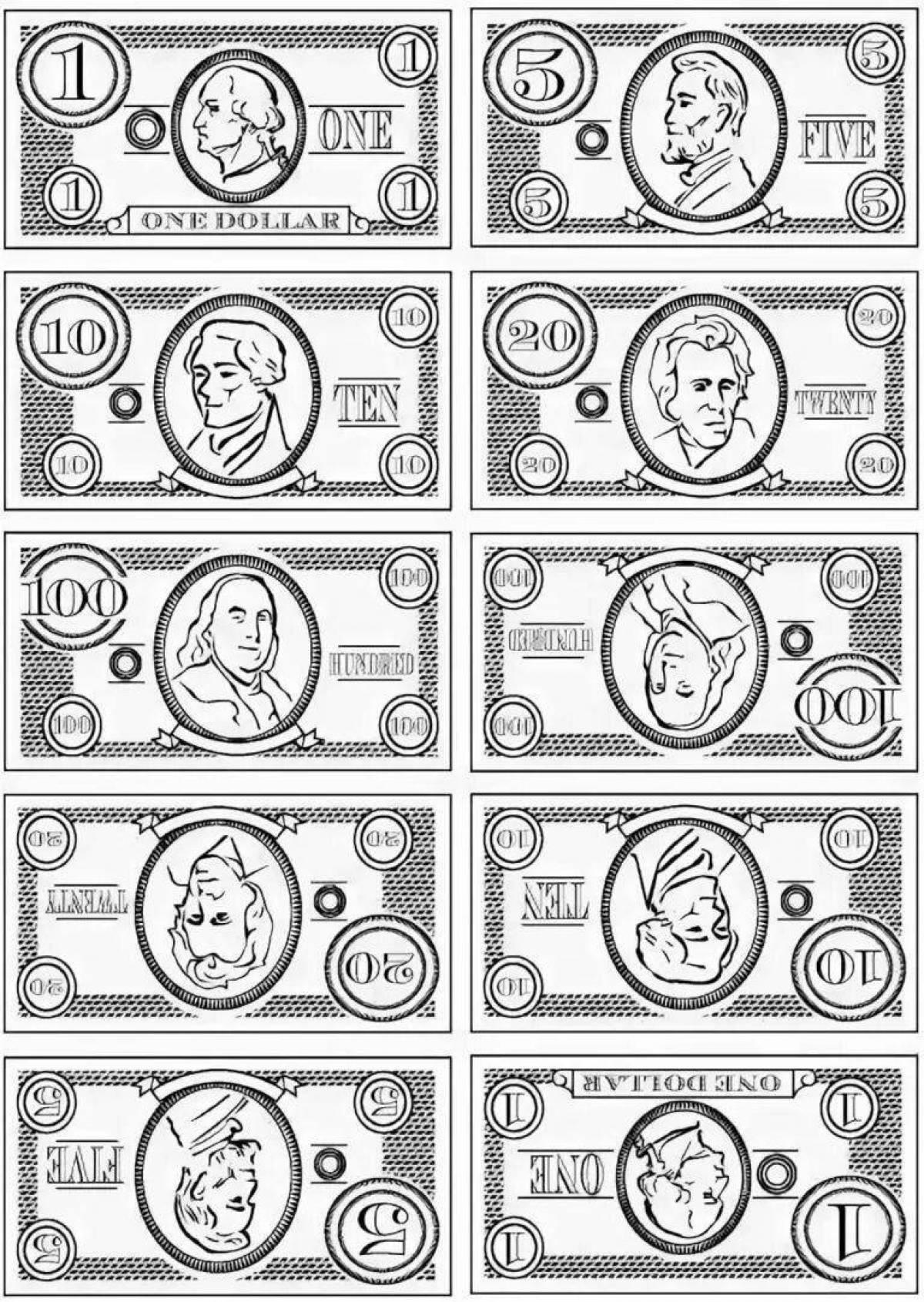 Coloring funny money dollars