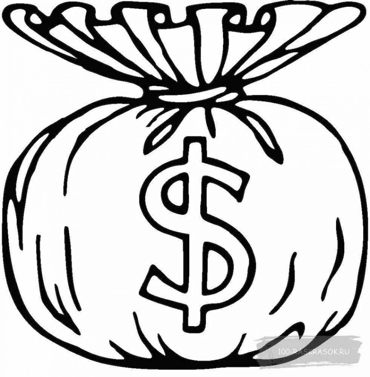 Coloring page gentle money-dollars