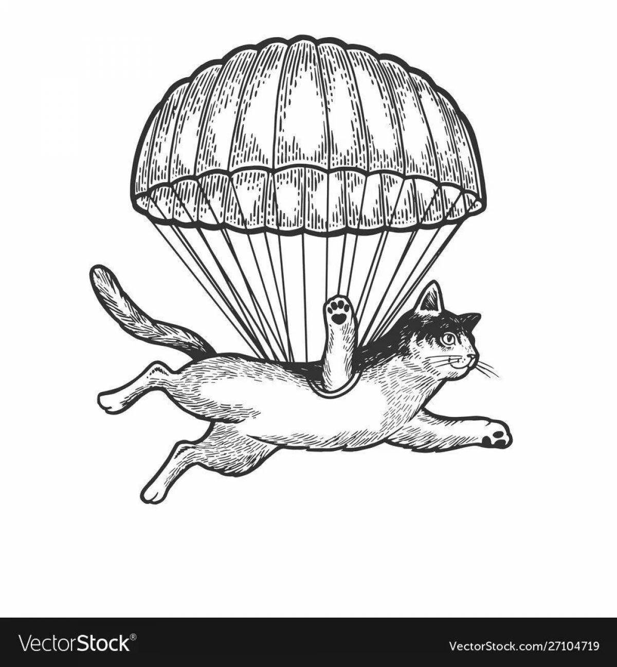 Раскраска радостный летающий кот