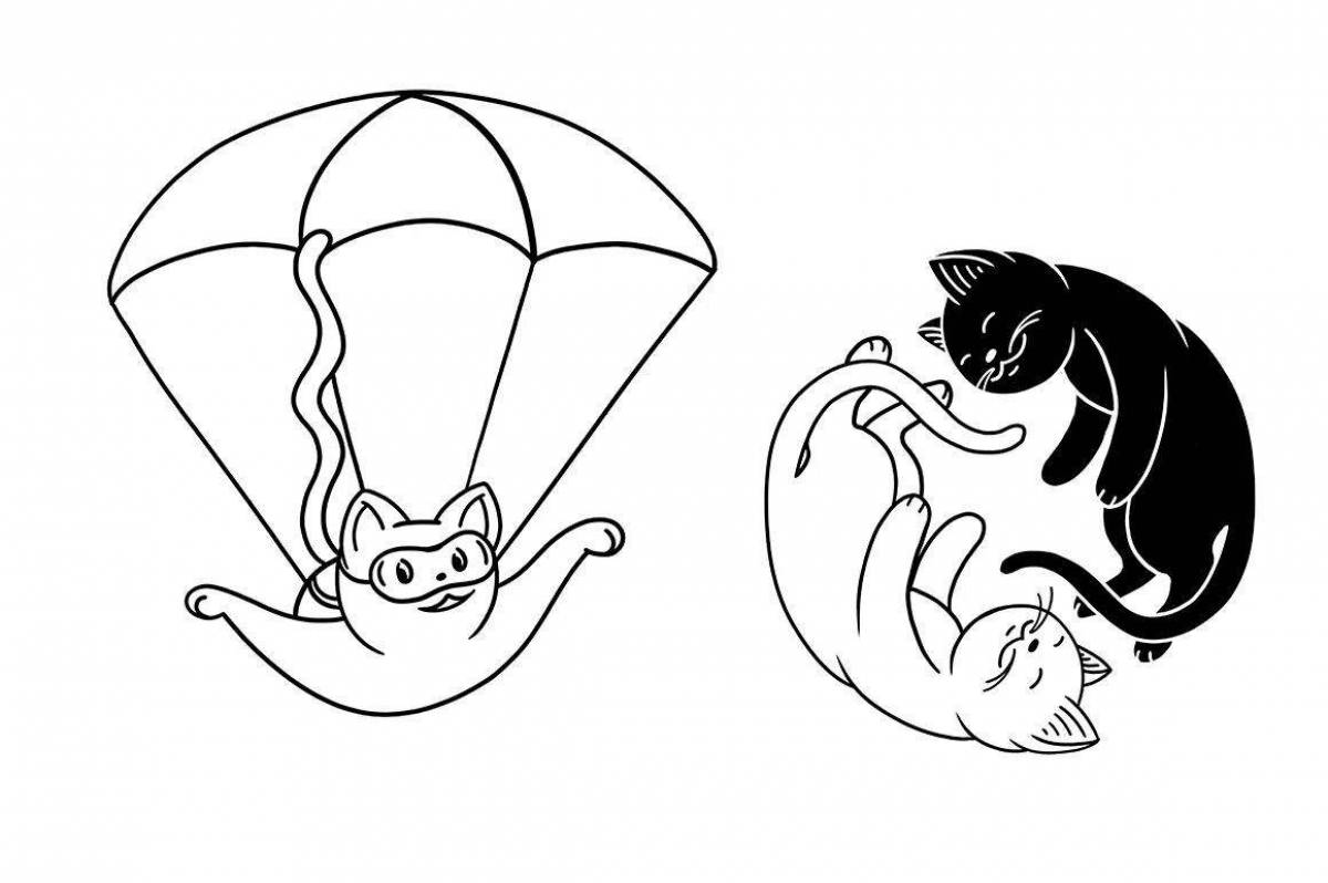 Coloring book gorgeous flying cat