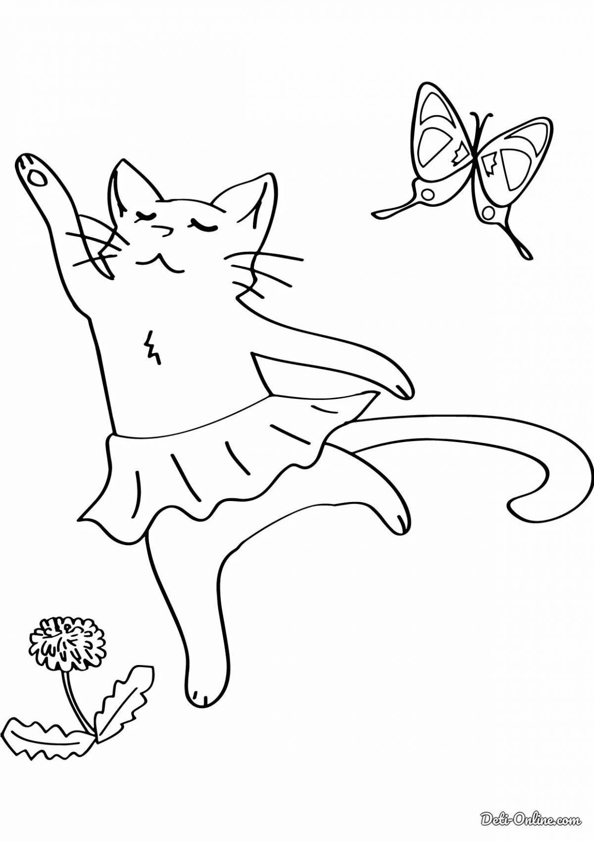 Coloring book gorgeous flying cat