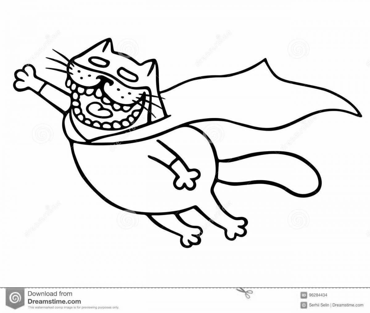 Coloring page adorable flying cat