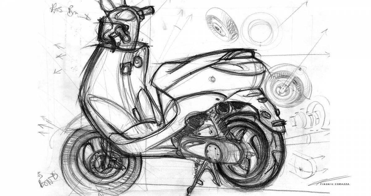 Charming alpha moped coloring book