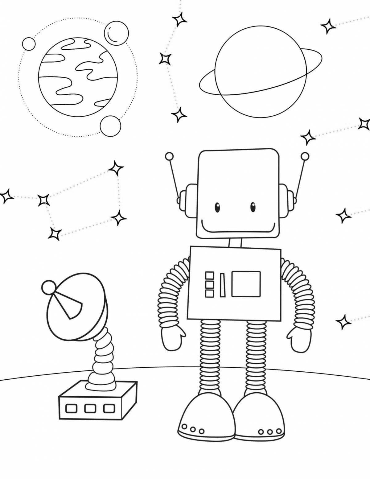 Adorable robot teacher coloring page