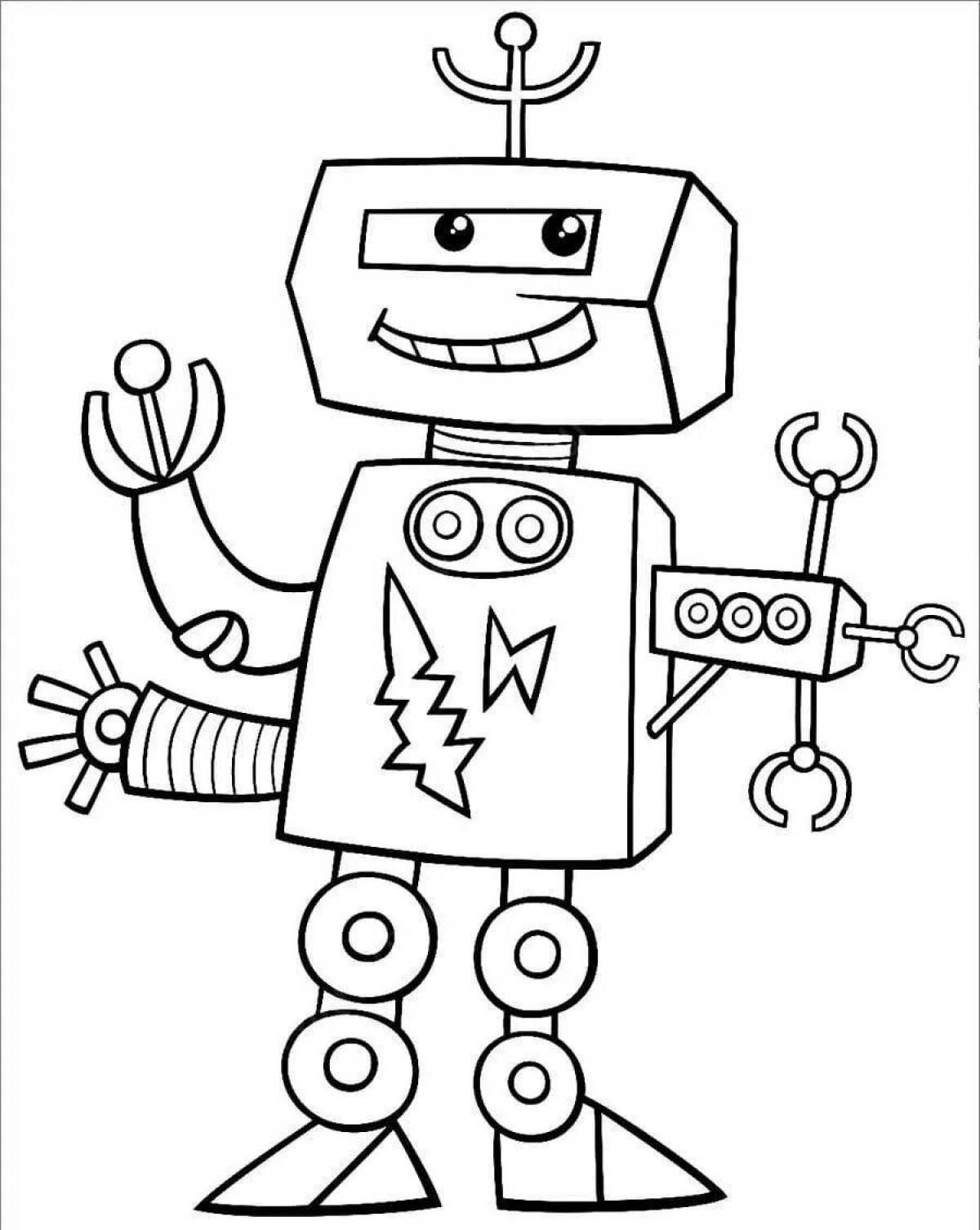 Coloring book funny robot teacher