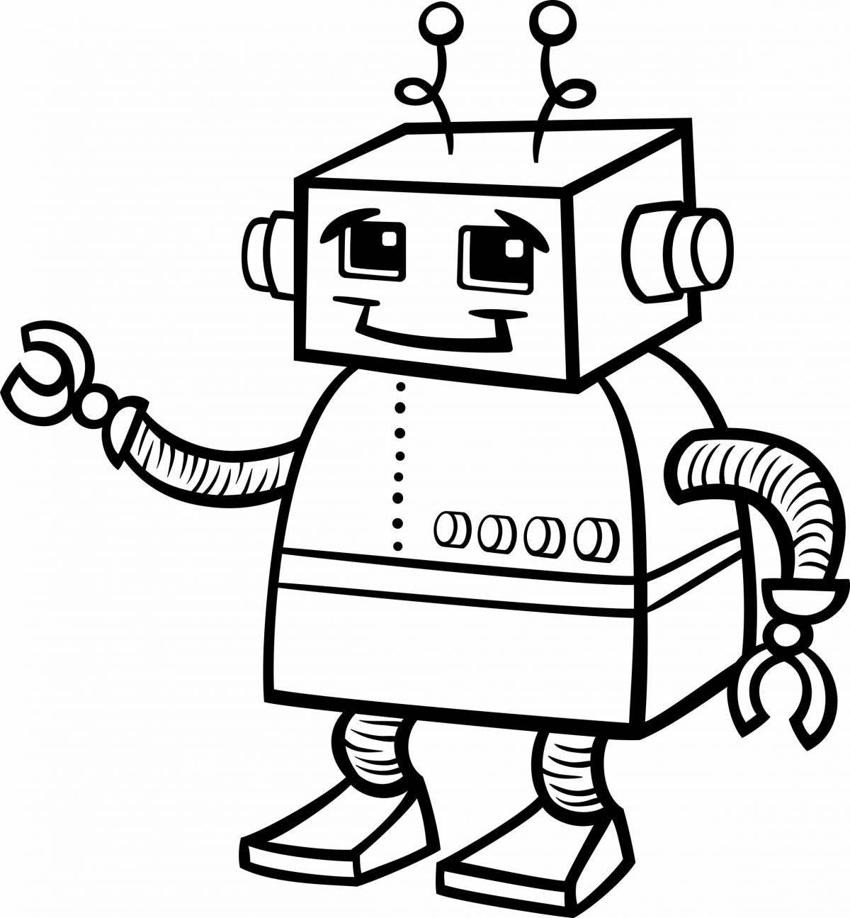 Coloring page happy robot teacher