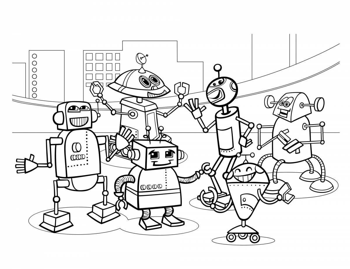 Animated robot teacher coloring page