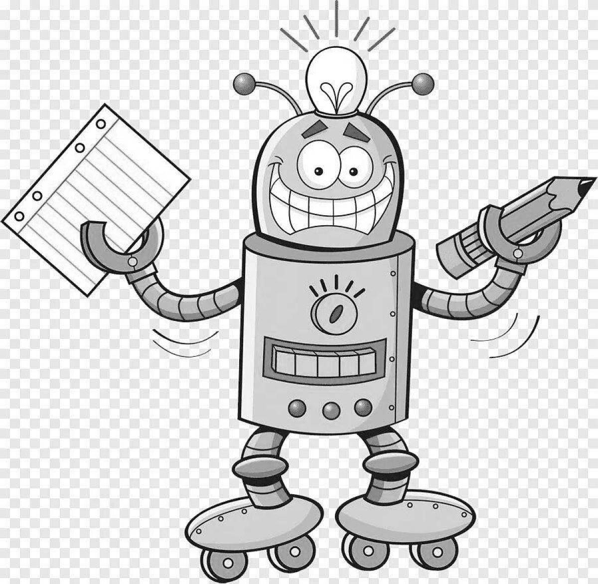 Coloring page of the outgoing robot teacher