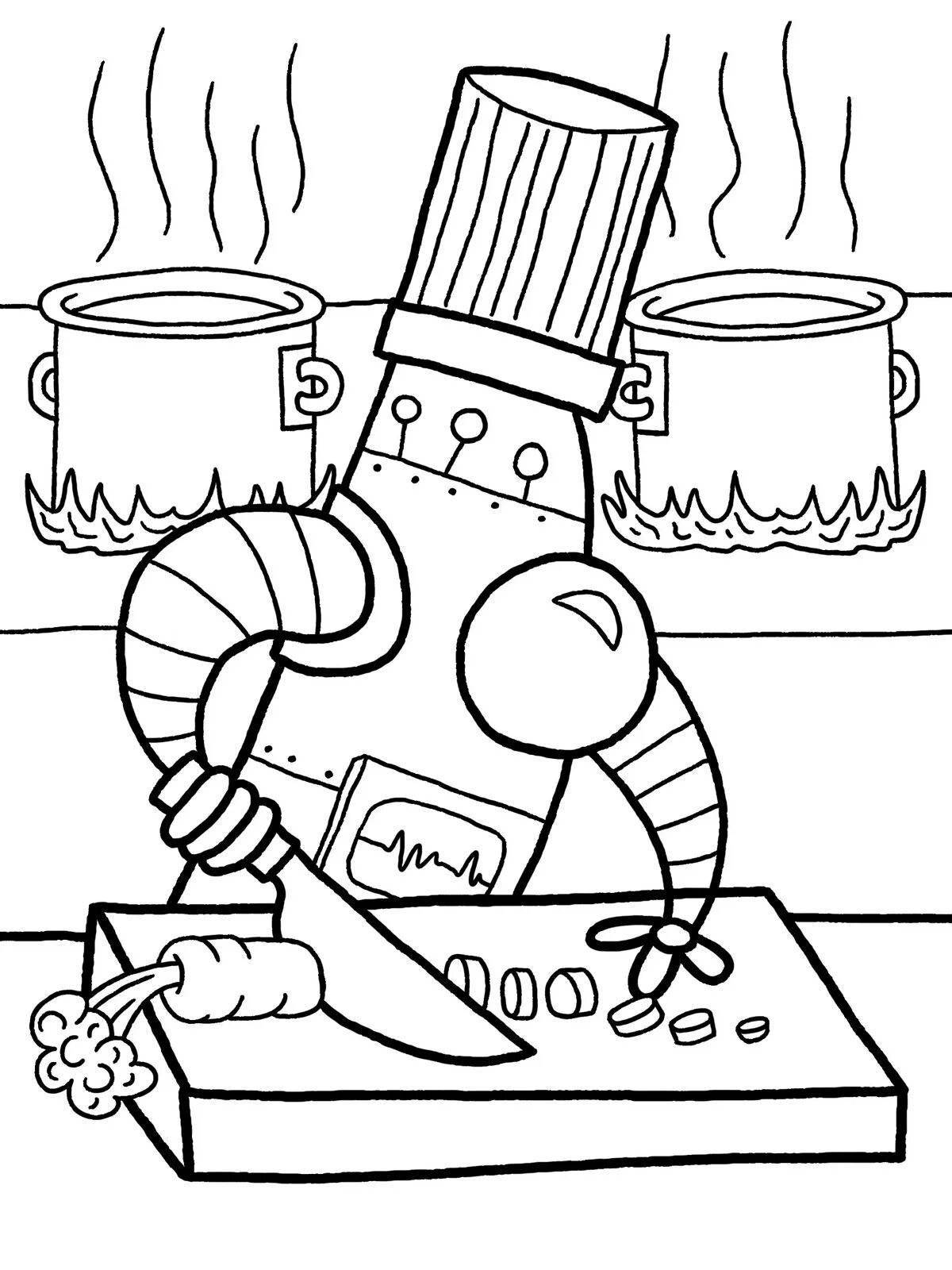 Coloring book bright robot teacher