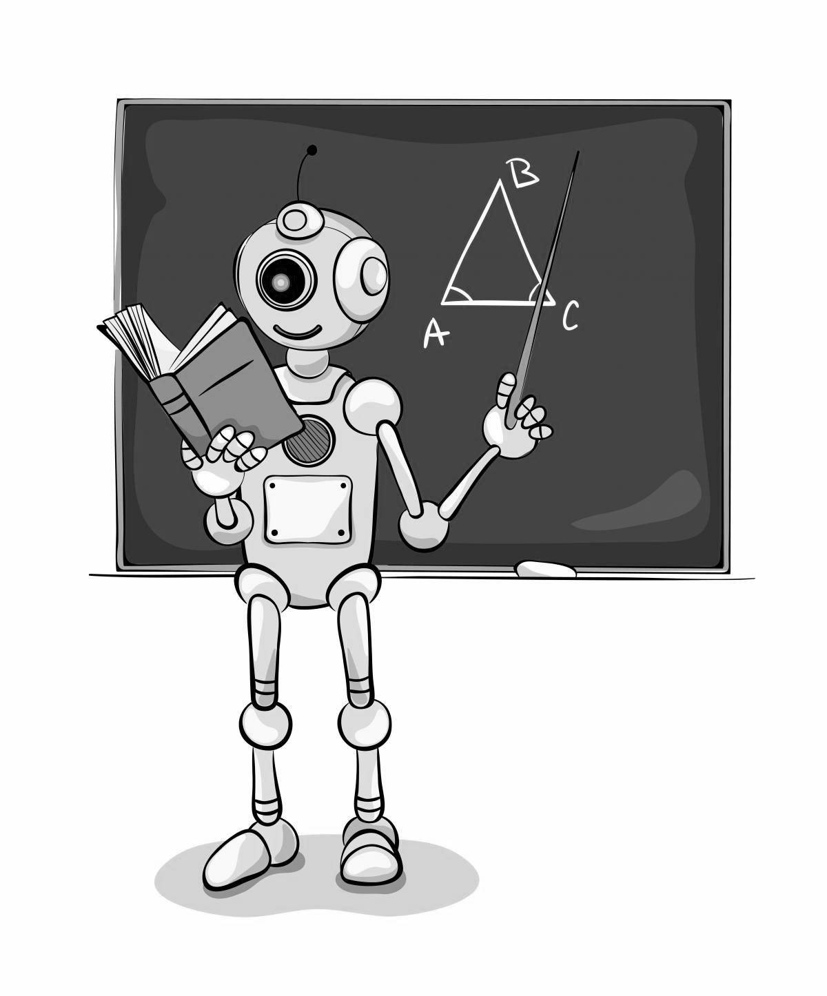 Coloring page adorable robot teacher
