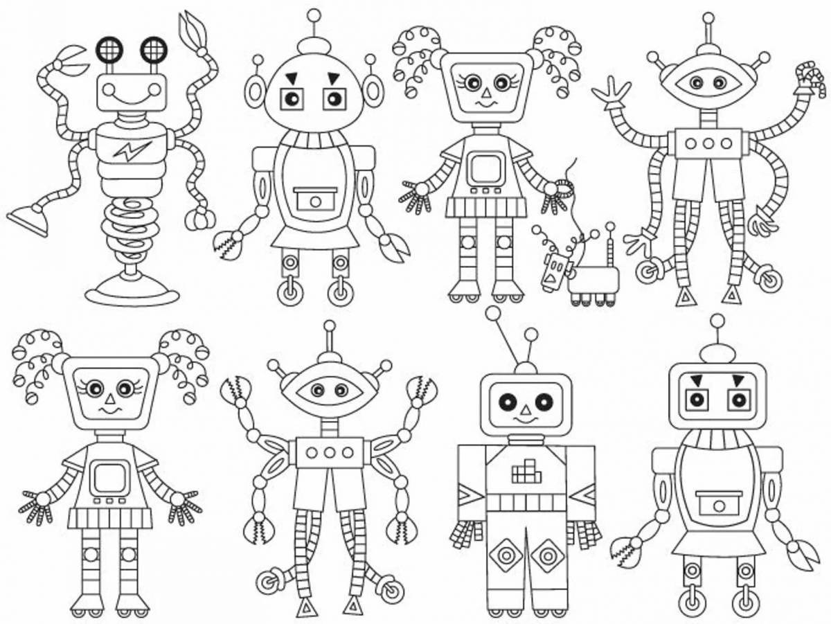 Innovative robot teacher coloring page