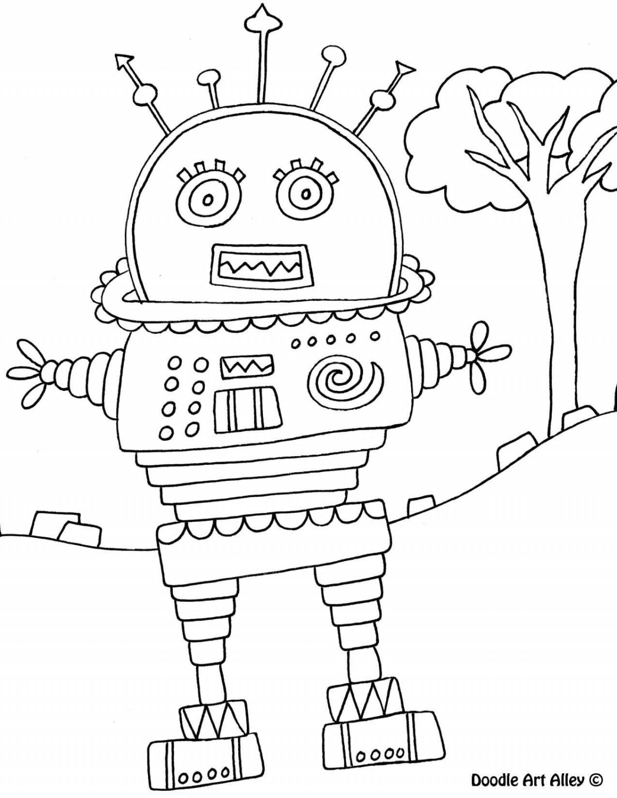 Coloring robot teacher with imagination