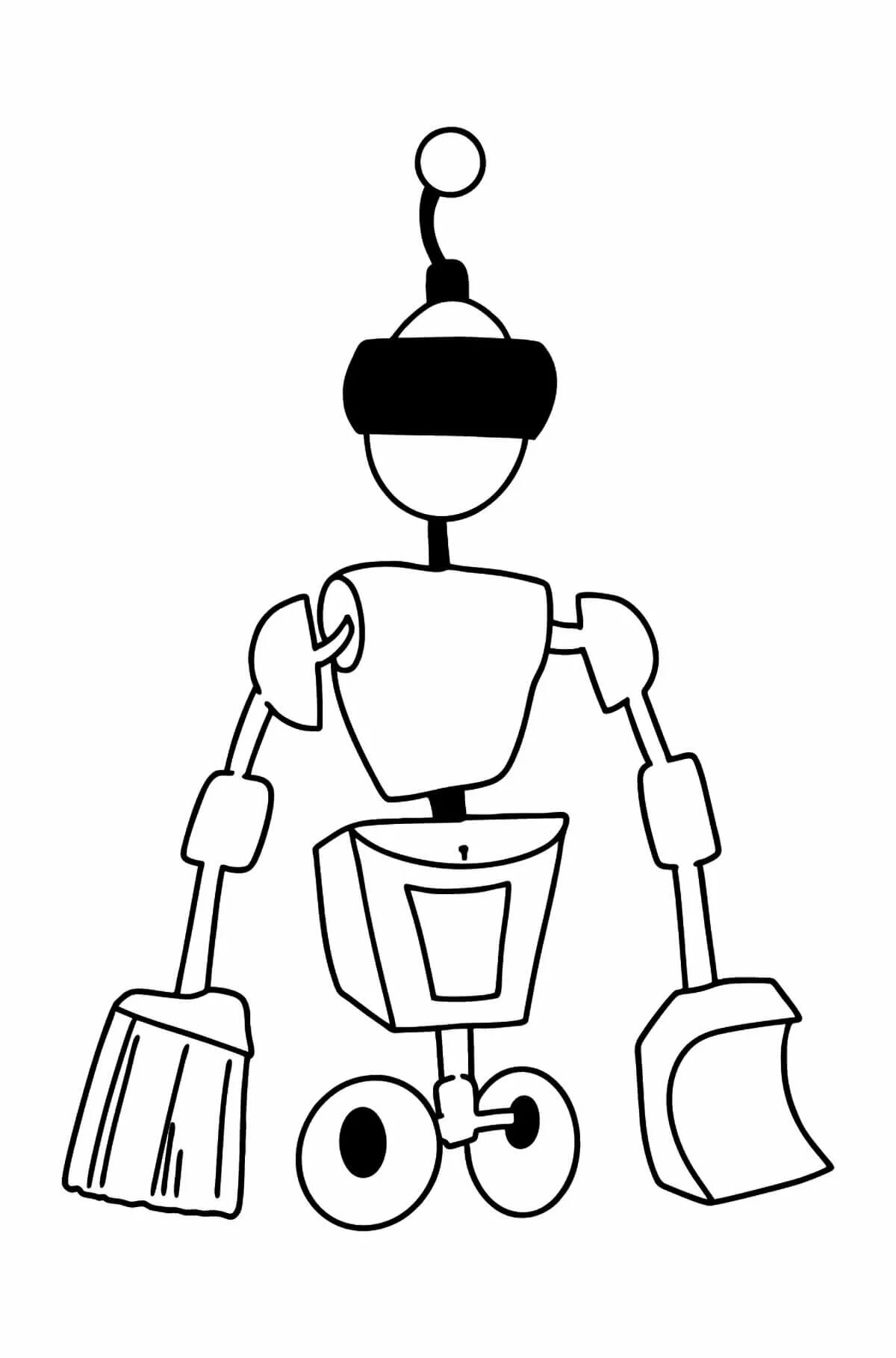 Coloring book witty robot teacher