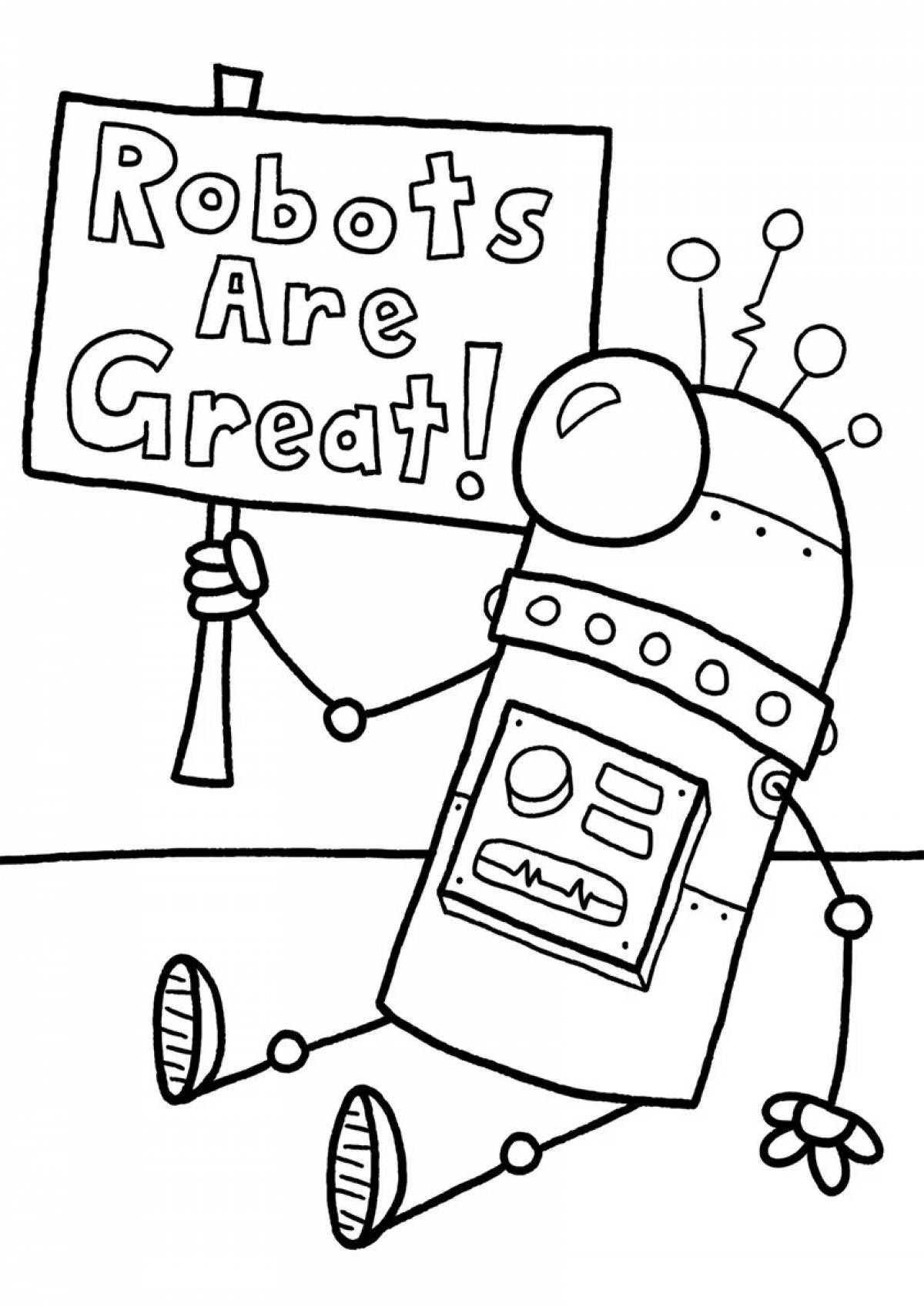 Coloring book brave robot teacher