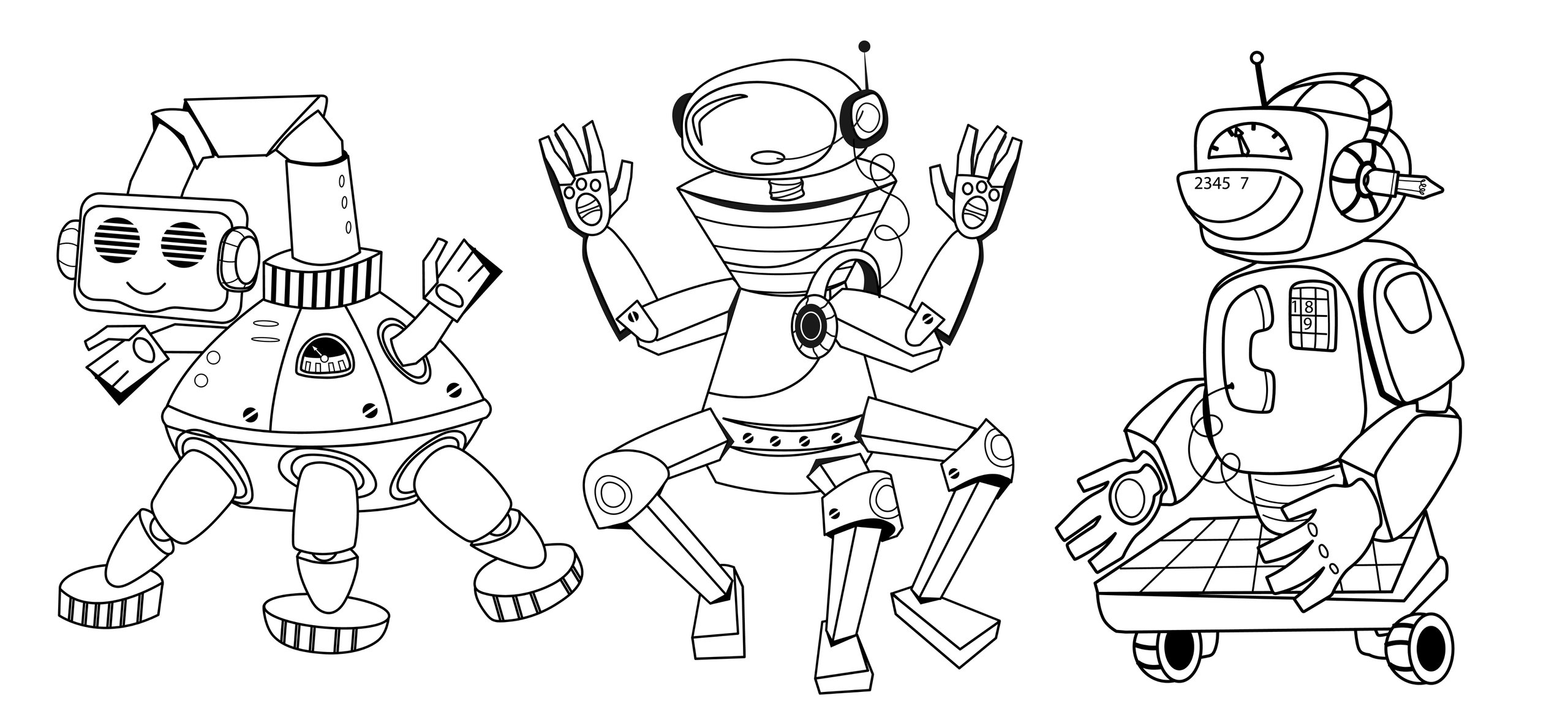 Adventurous robot teacher coloring page