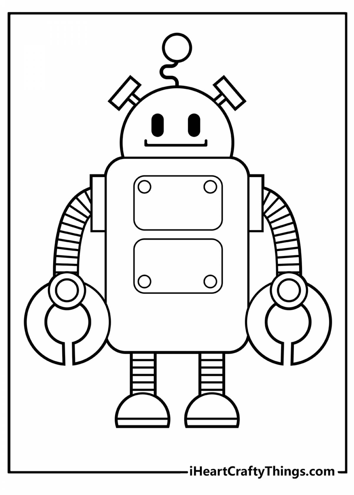 Coloring book confident robot teacher