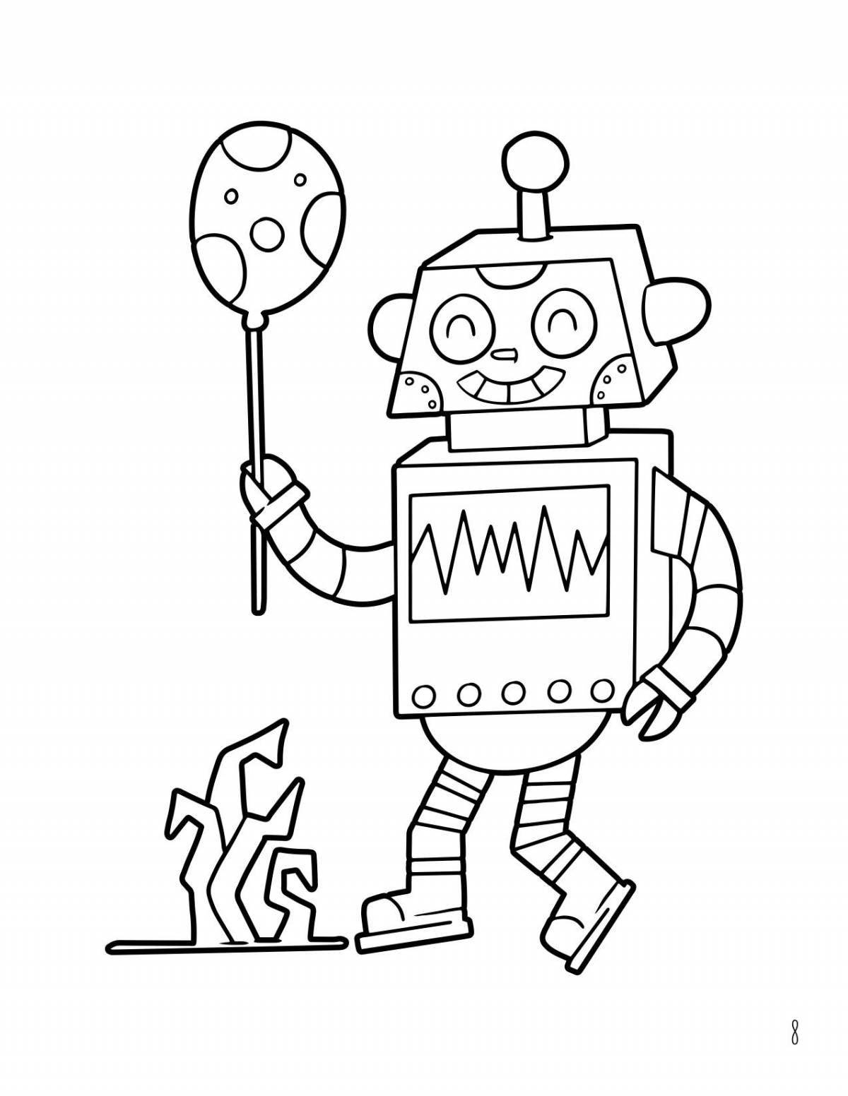 Inspiring robot teacher coloring page