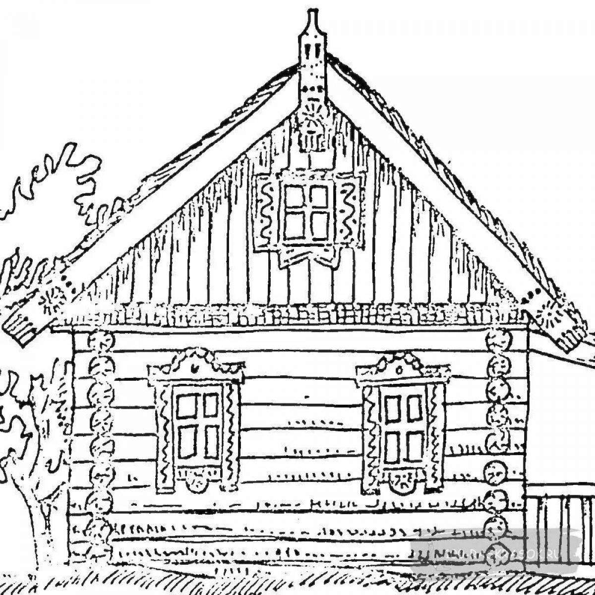 Coloring page invigorating wooden hut